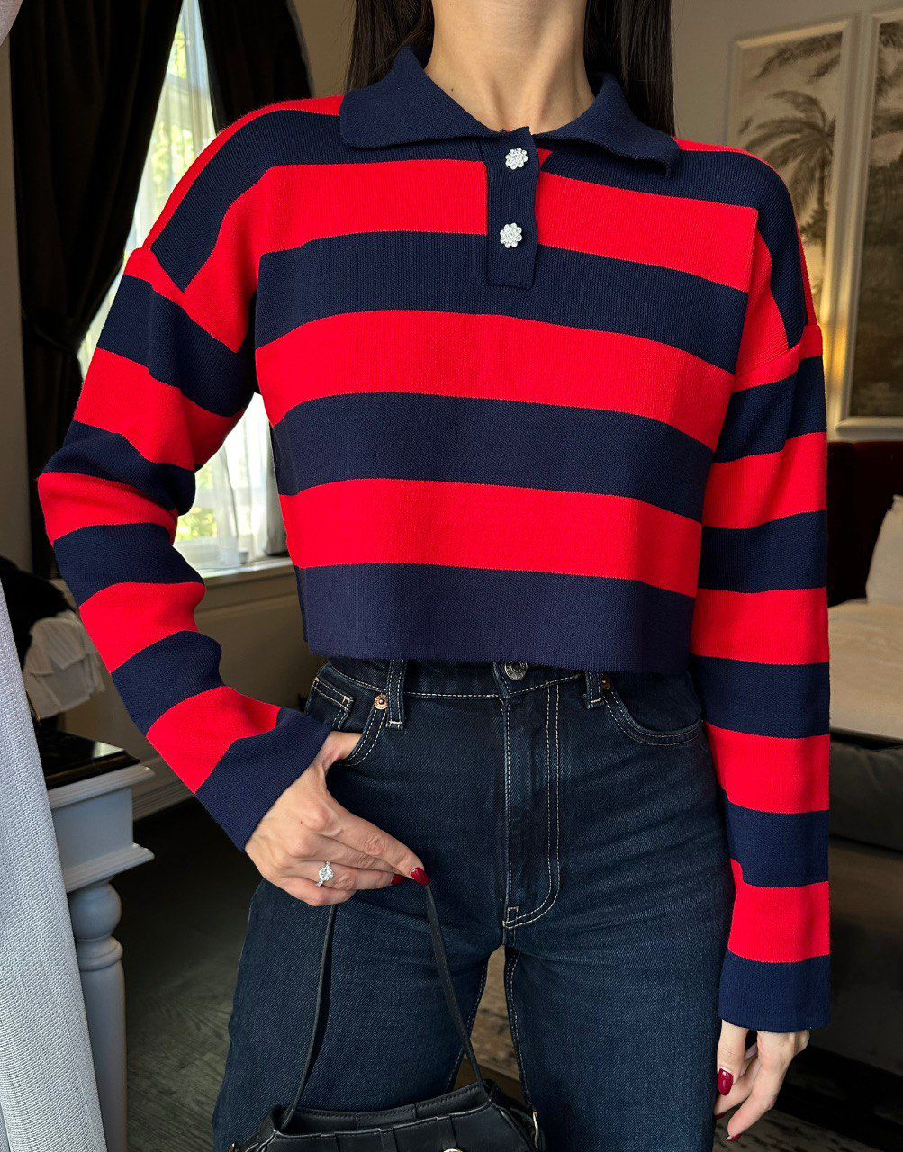 Alora Crop Polo Sweater