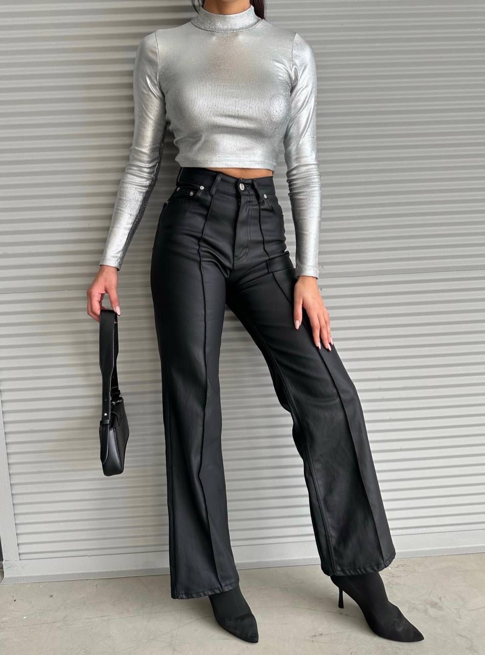 Wide Legs Leather Trouser