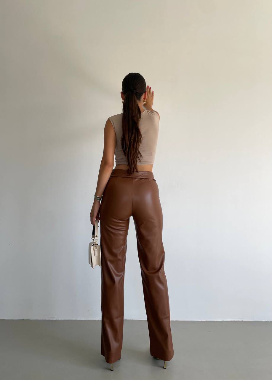 Olive Leather Fleece Trouser