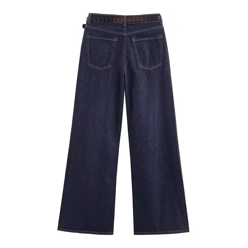 Denim Wide Belt Jeans