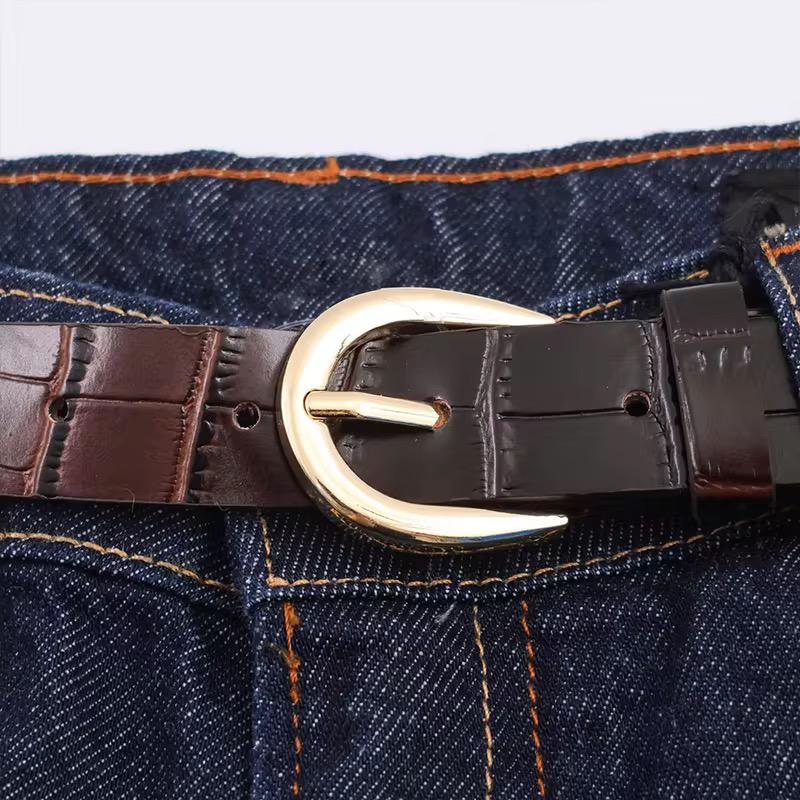 Denim Wide Belt Jeans