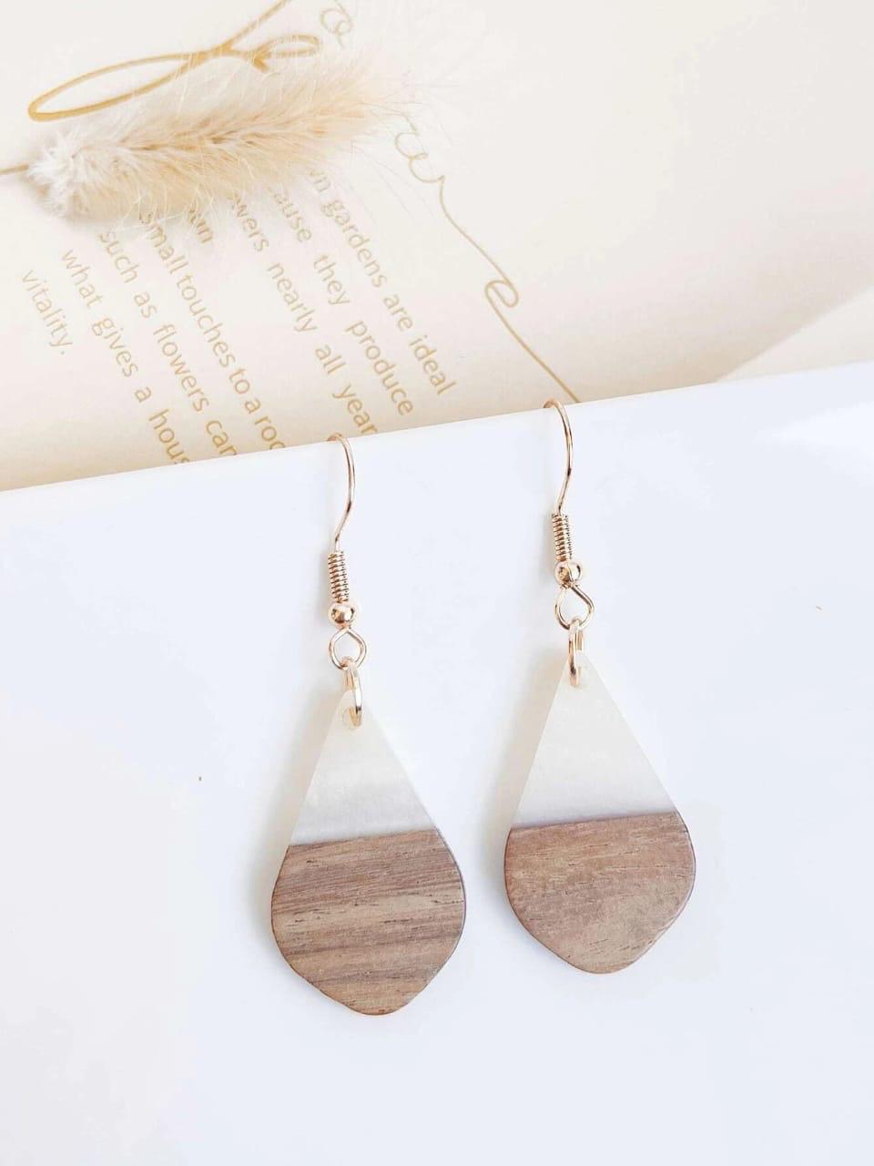 White Geometric Earrings