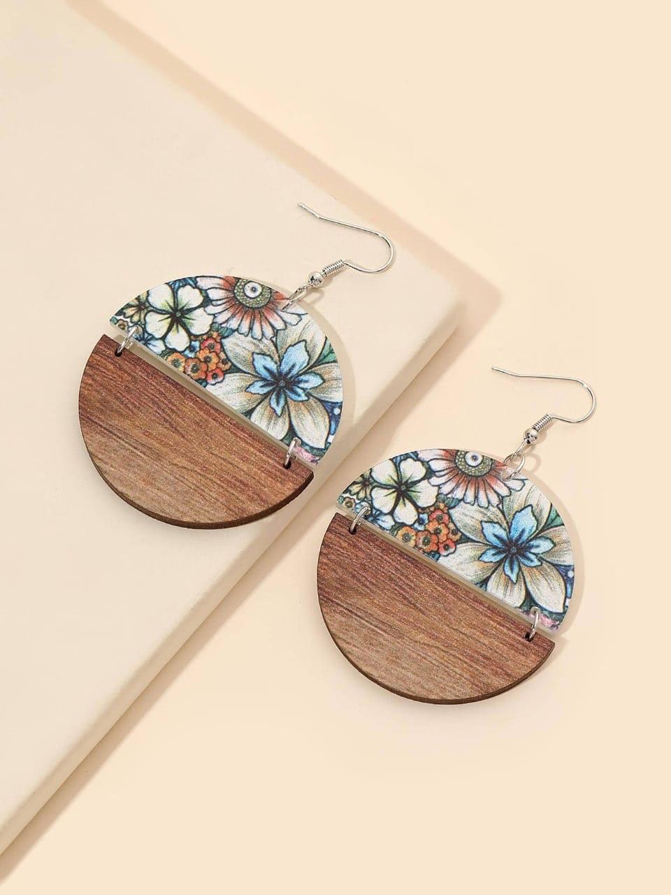 Blue Flower Pattern Earrings