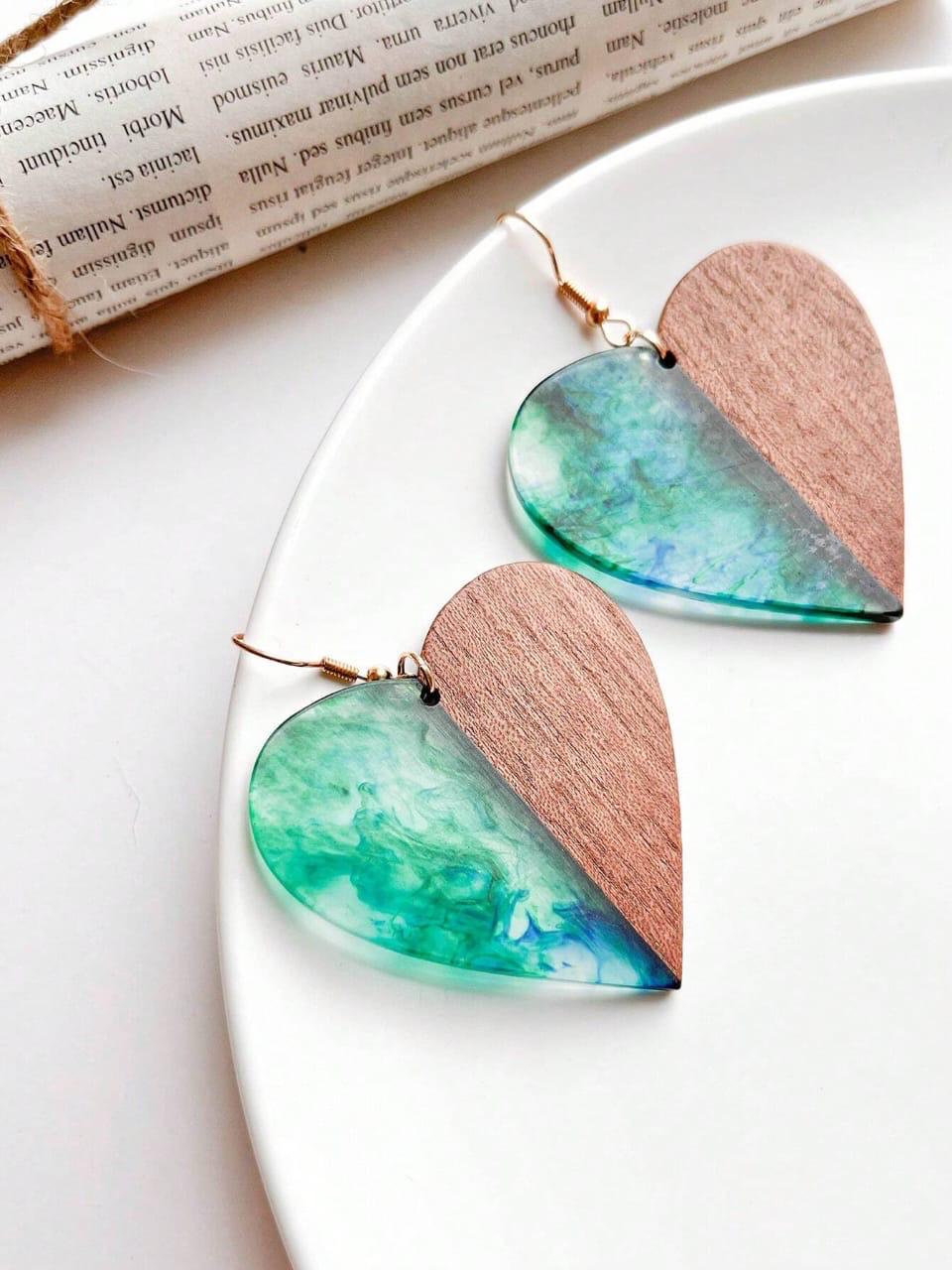 Green Heart Earrings