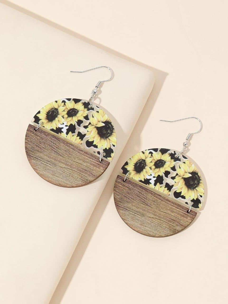 Yellow Flower Pattern Earrings