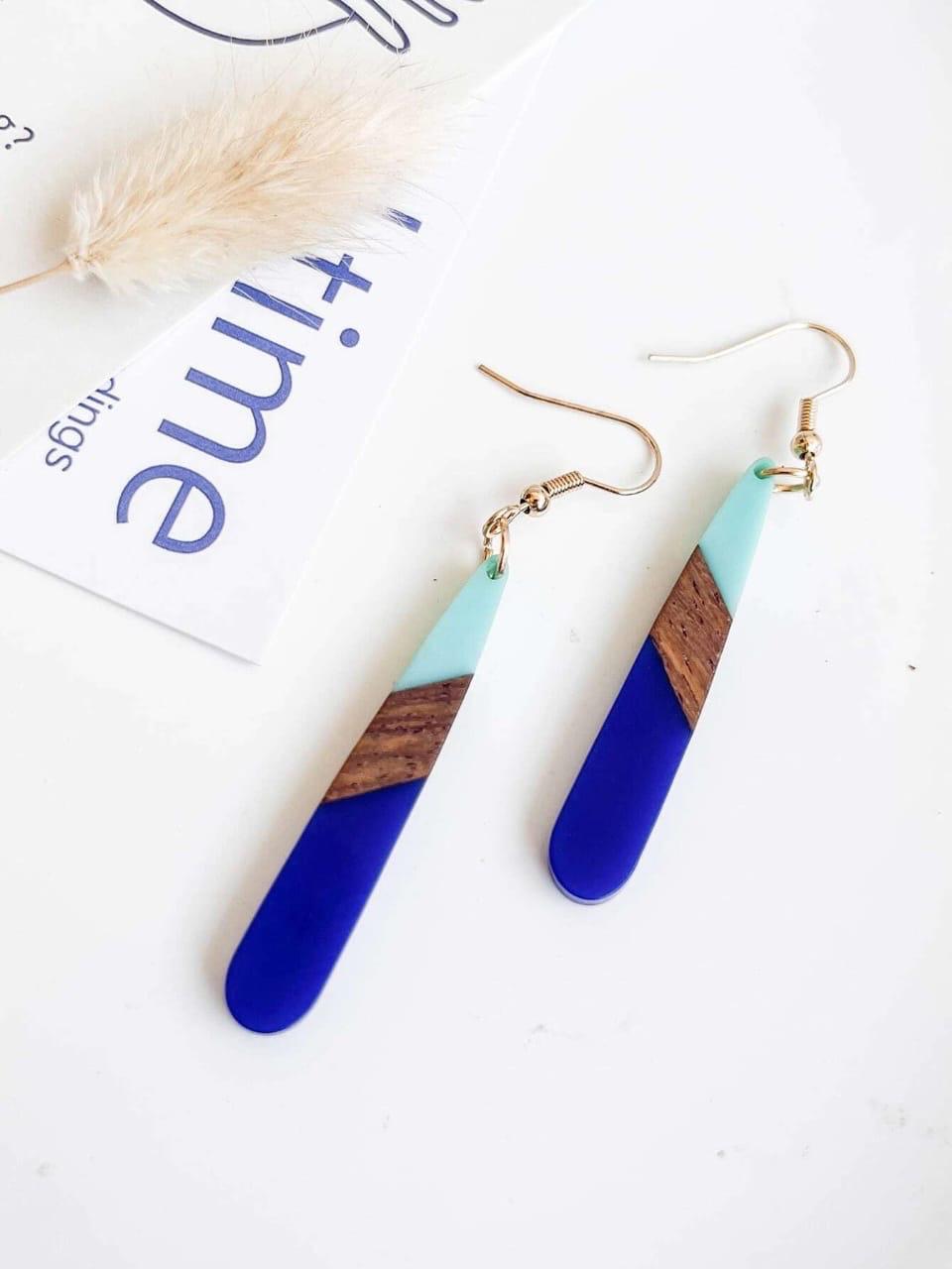 Blue Geometric WaterDrop Earrings