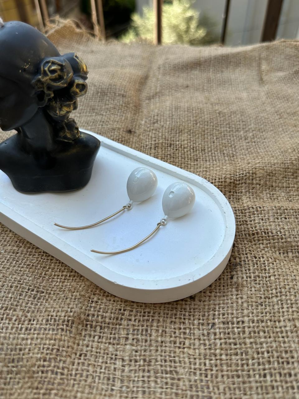 White Balloon Earrings