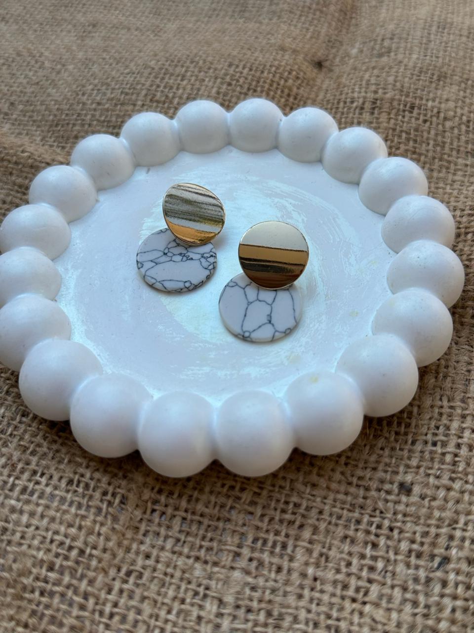 White Marble Earrings