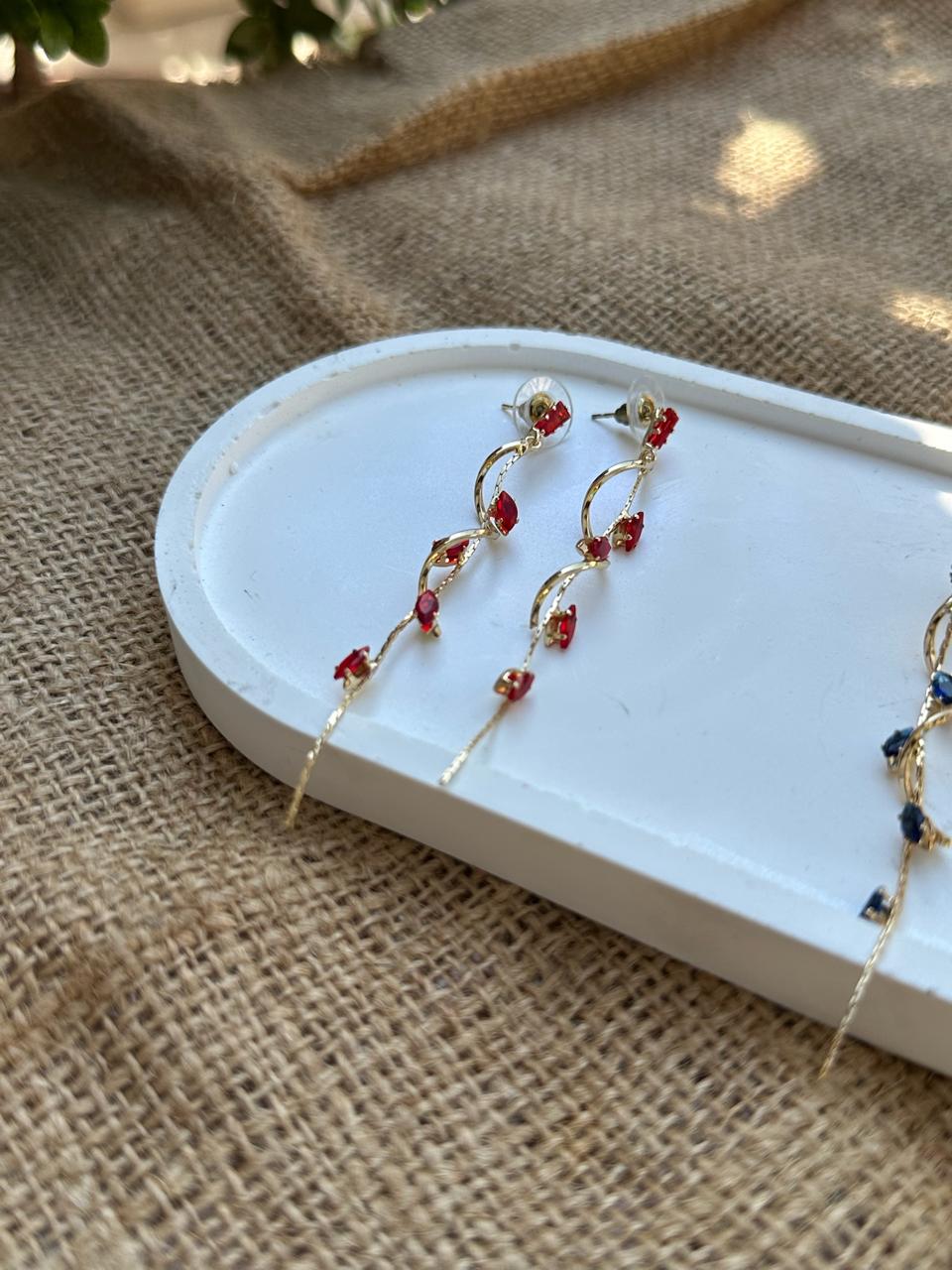 Red Leaf Decorated Earrings