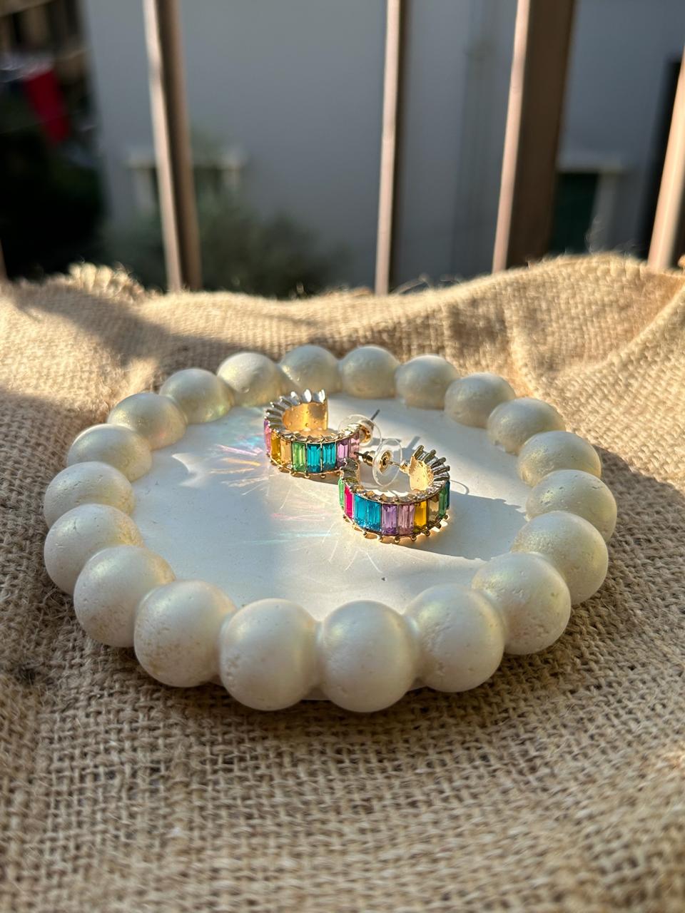 Pastel Rhinestone Hoops