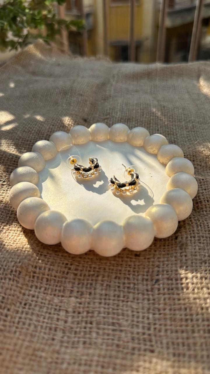 Black and Pearl Hoops