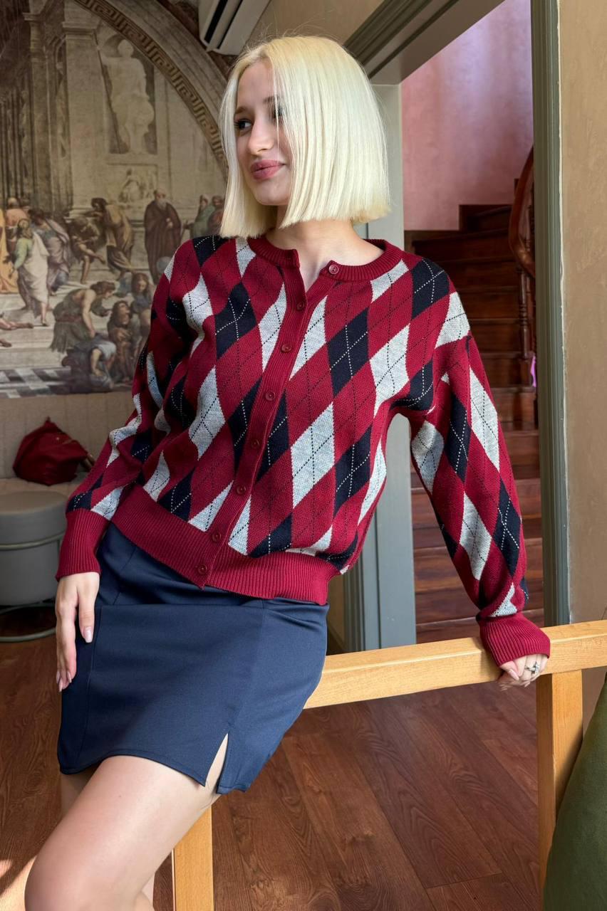 Isla Jacquard Botoned Sweater