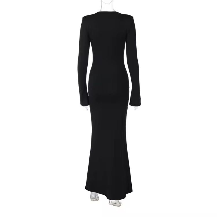 Flare Sleeve Ring Maxi Dress