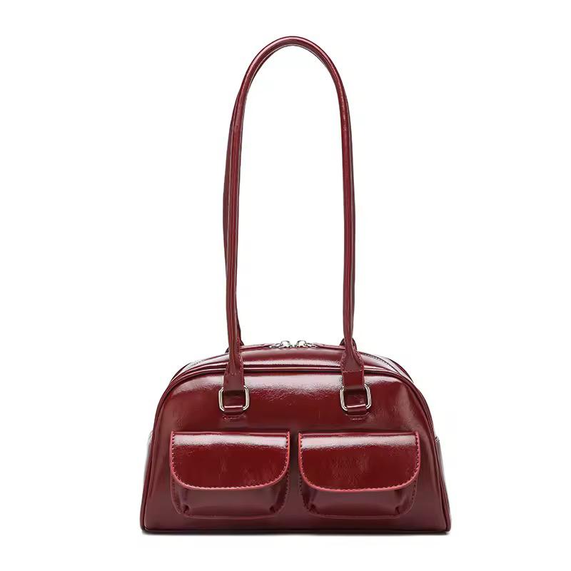 Crimson Charm Patent Shoulder Bag
