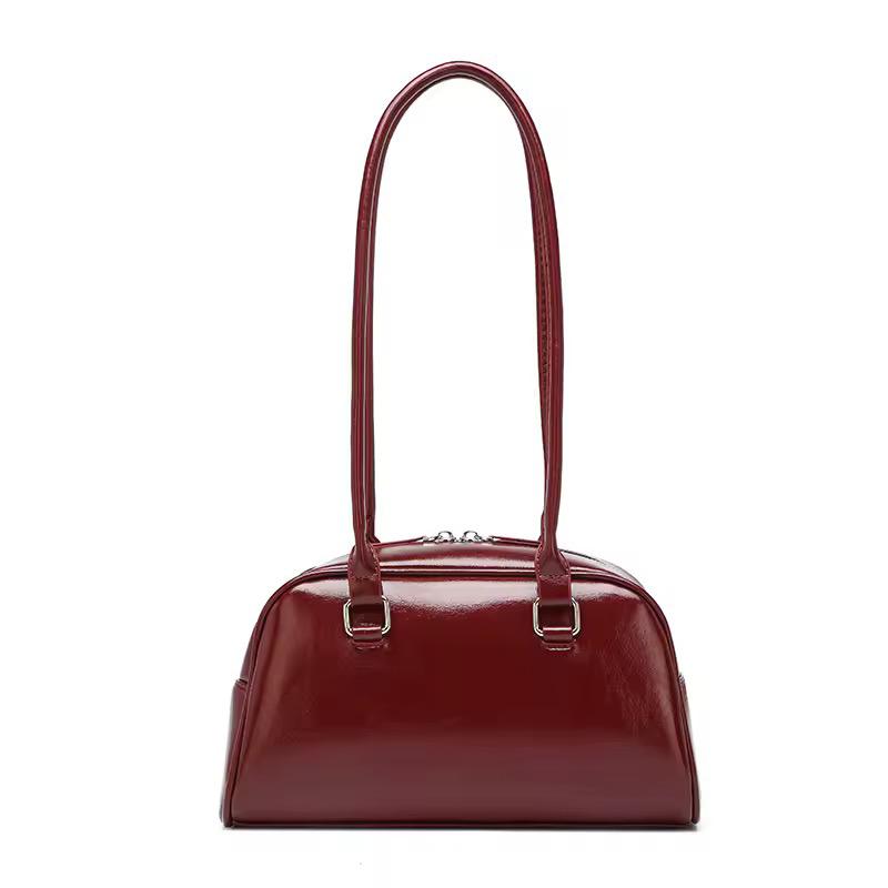 Crimson Charm Patent Shoulder Bag