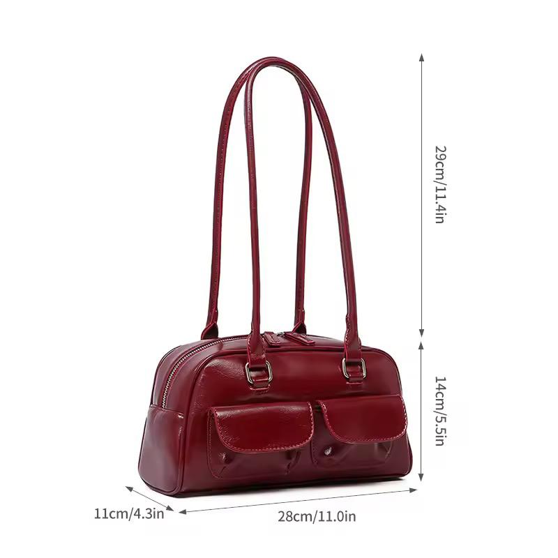 Crimson Charm Patent Shoulder Bag