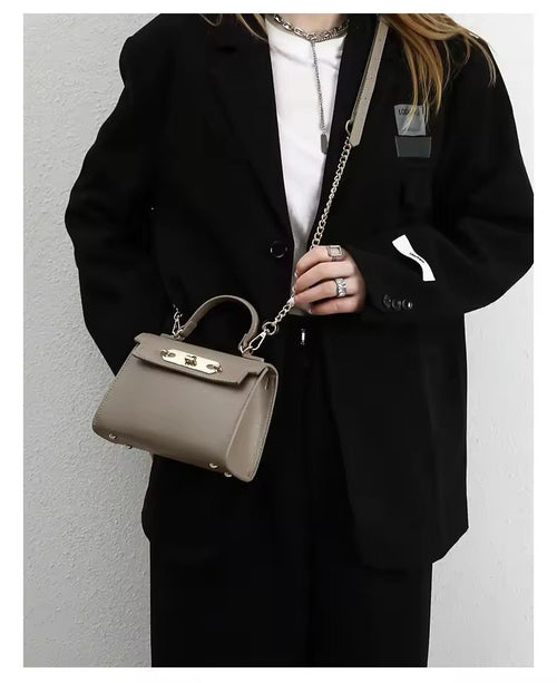 Taupe Grace Mini Top-Handle Bag
