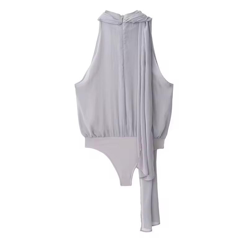 Scarf Neck Pleated Bodysuit