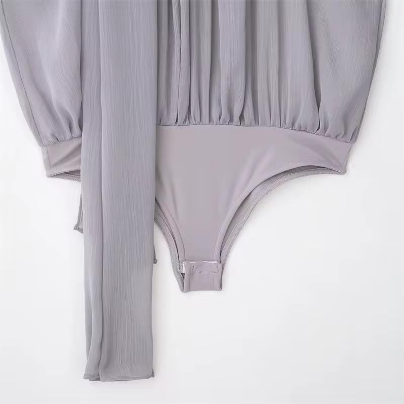 Scarf Neck Pleated Bodysuit