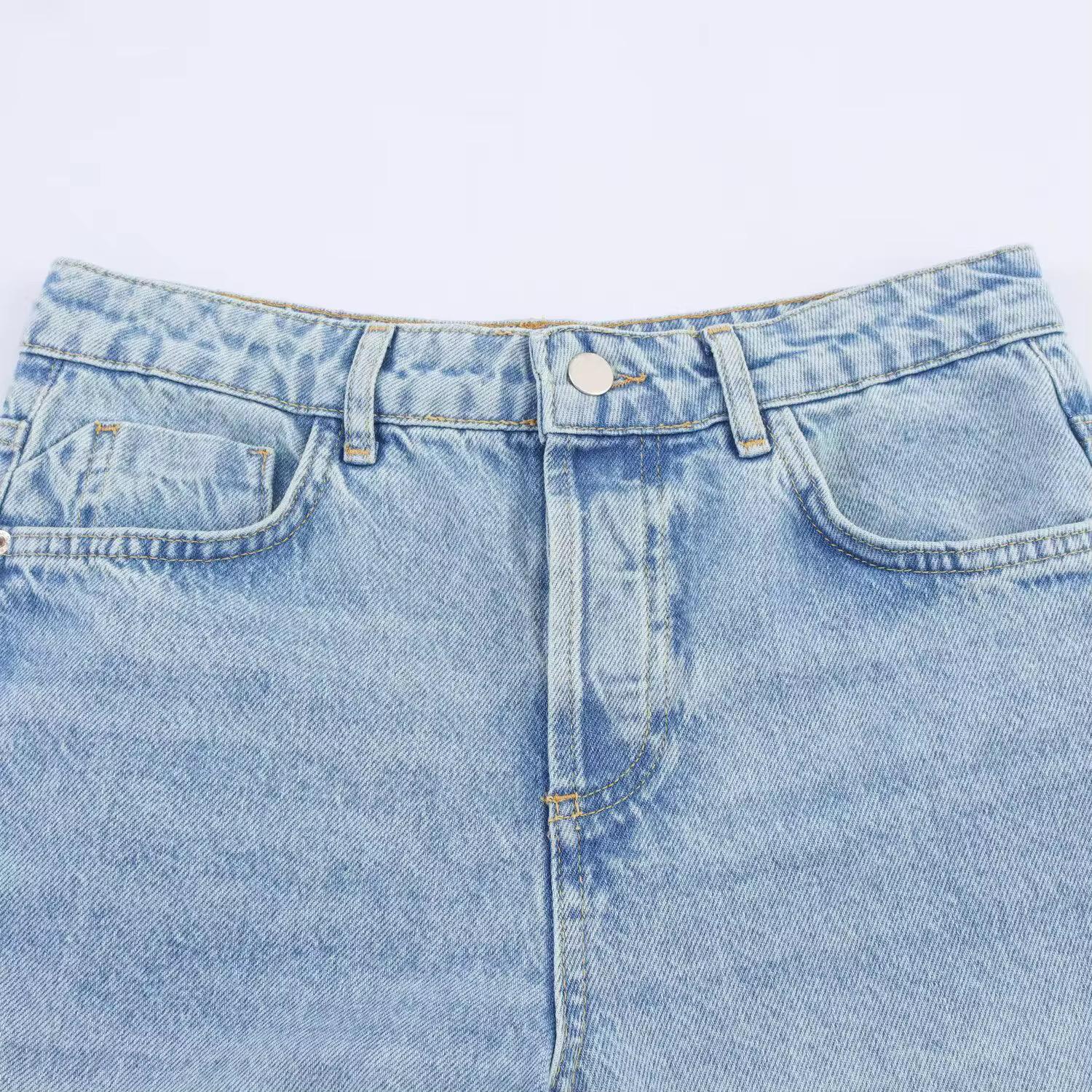 Side Lace Trim Wide-Leg Jeans