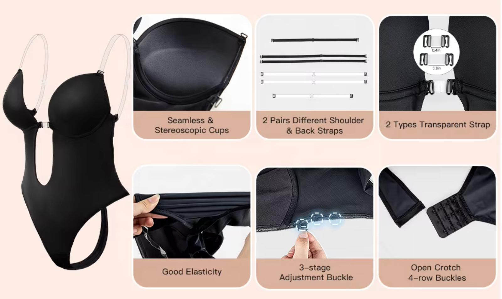 Butt Lifter Bodysuit With Push Up Padded Bra Shapewear