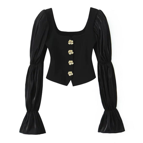 Royal Puff Sleeve Blouse