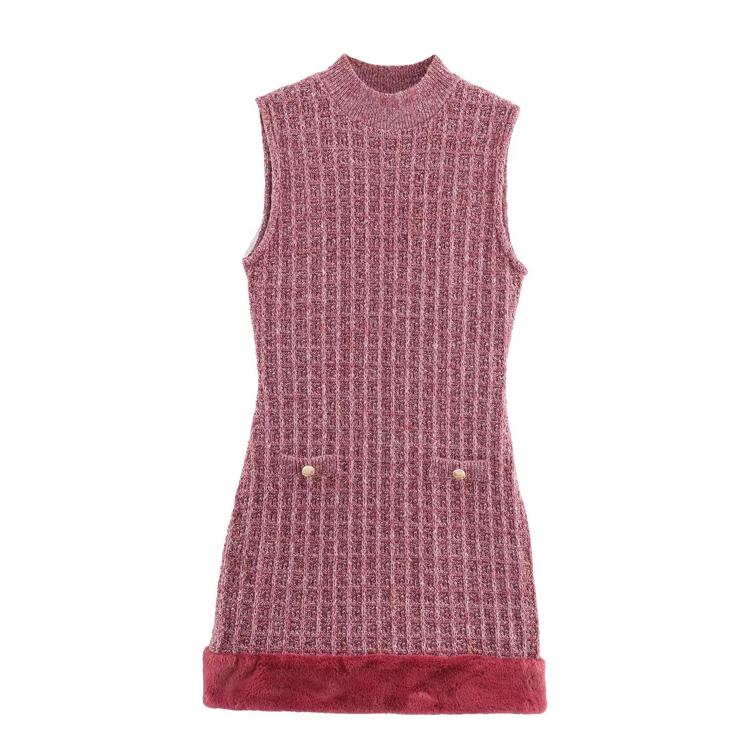Textured Knit Sleeveless Mini Dress
