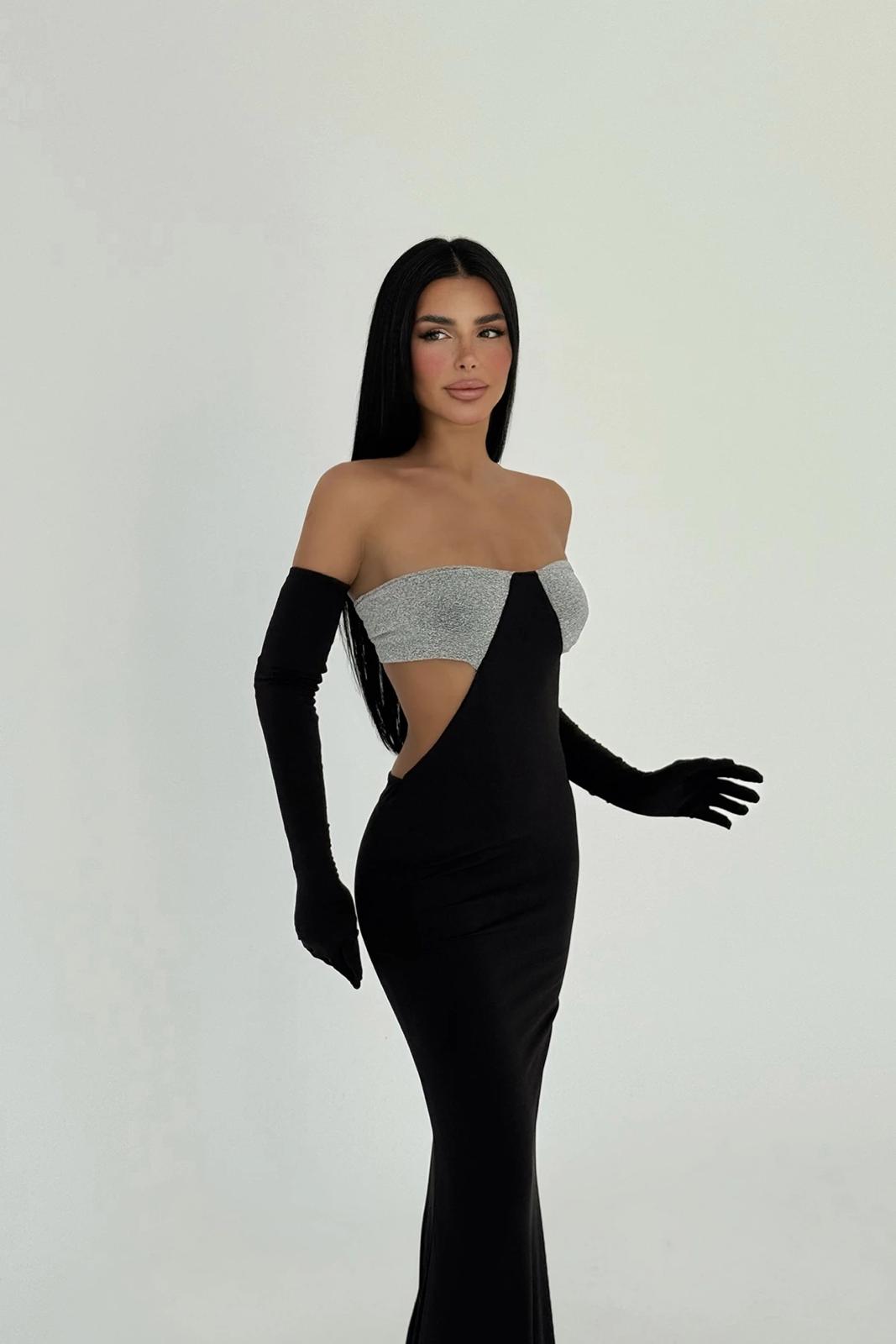 Black Elvera Glitter Detail Dress