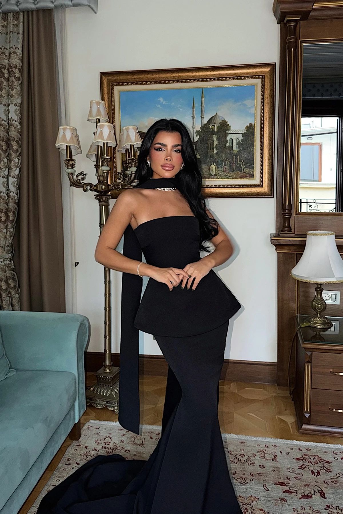 Black Benedita Long Scarf Dress