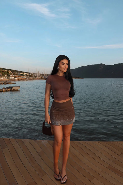 Stone Detail Mini Skirt