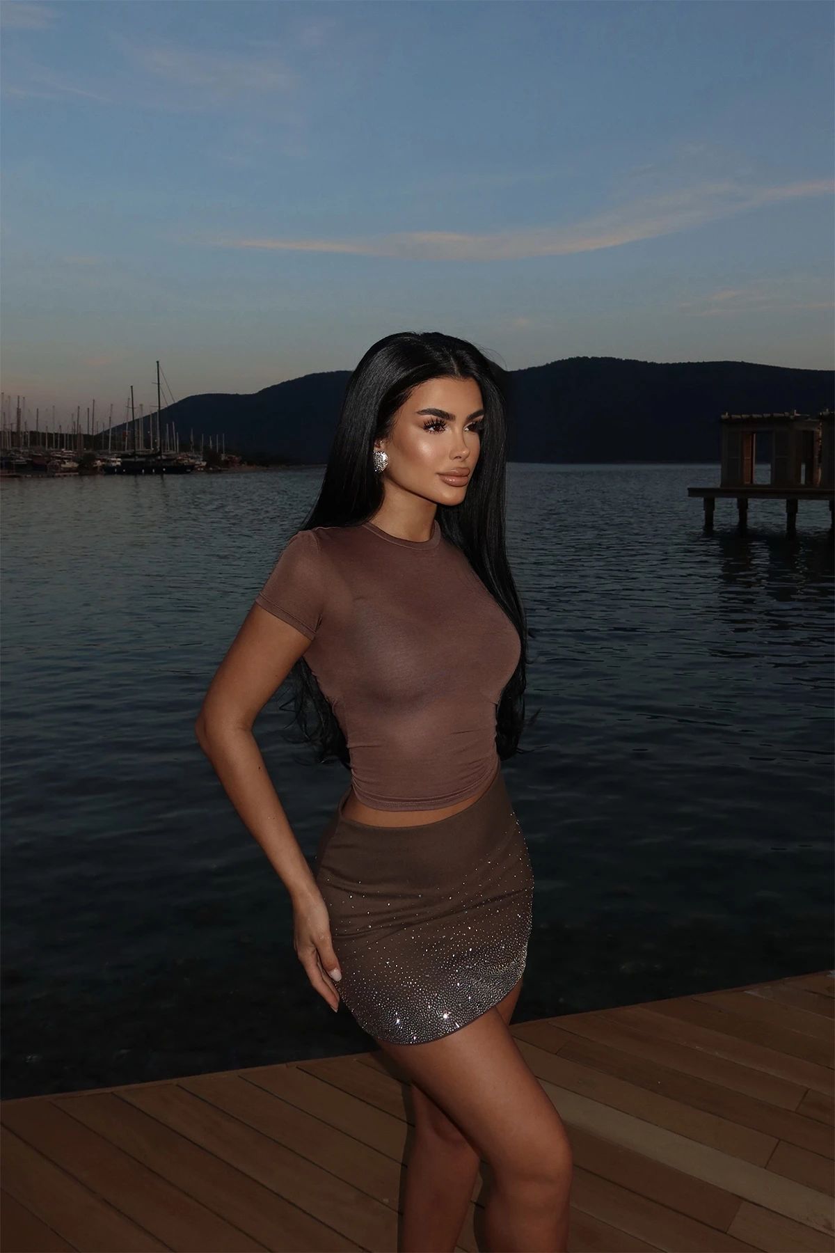 Stone Detail Mini Skirt