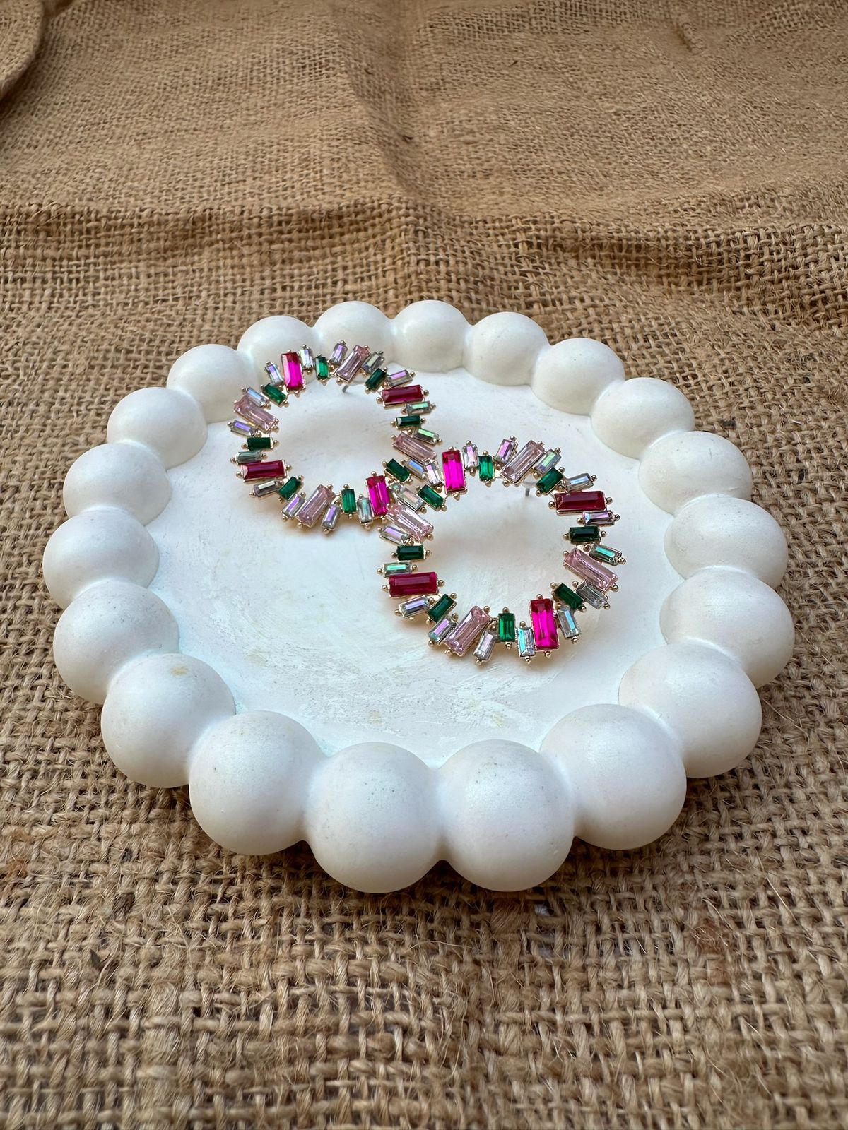 Multicolor Rhinestone Round Earrings