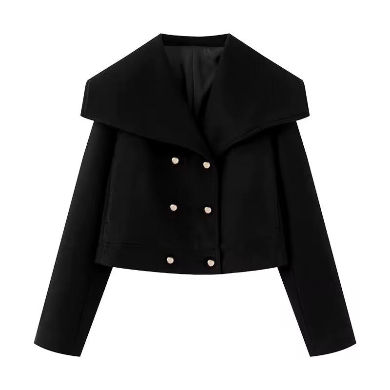 Chic Lapel Double-Button Short Coat