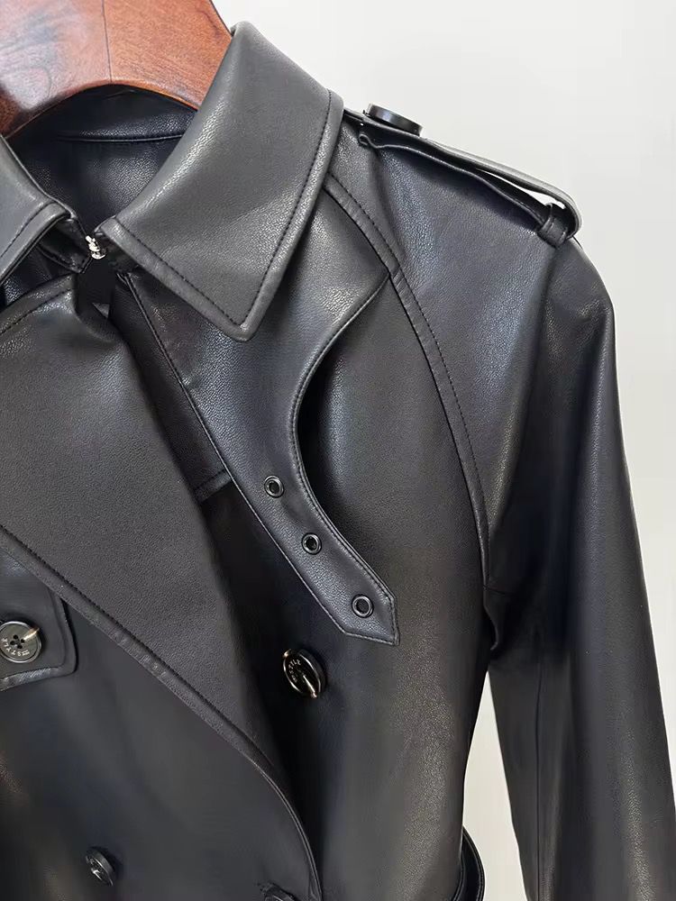 Leather trench coat