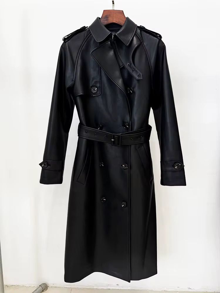 Leather trench coat