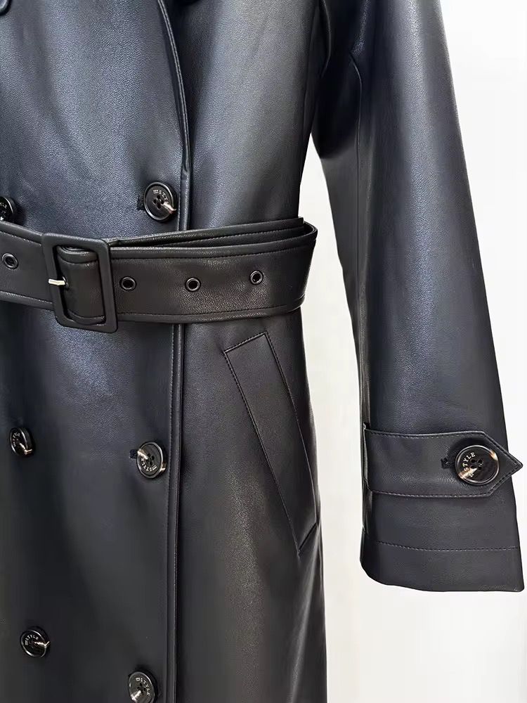 Leather trench coat