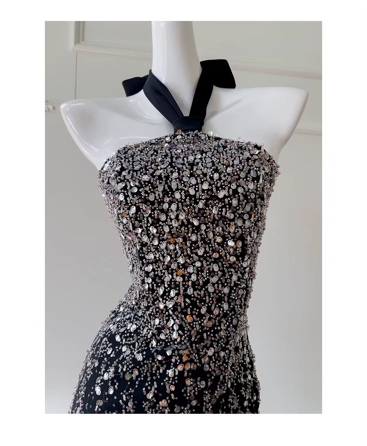 Crystal Stardust Halter Mini Dress
