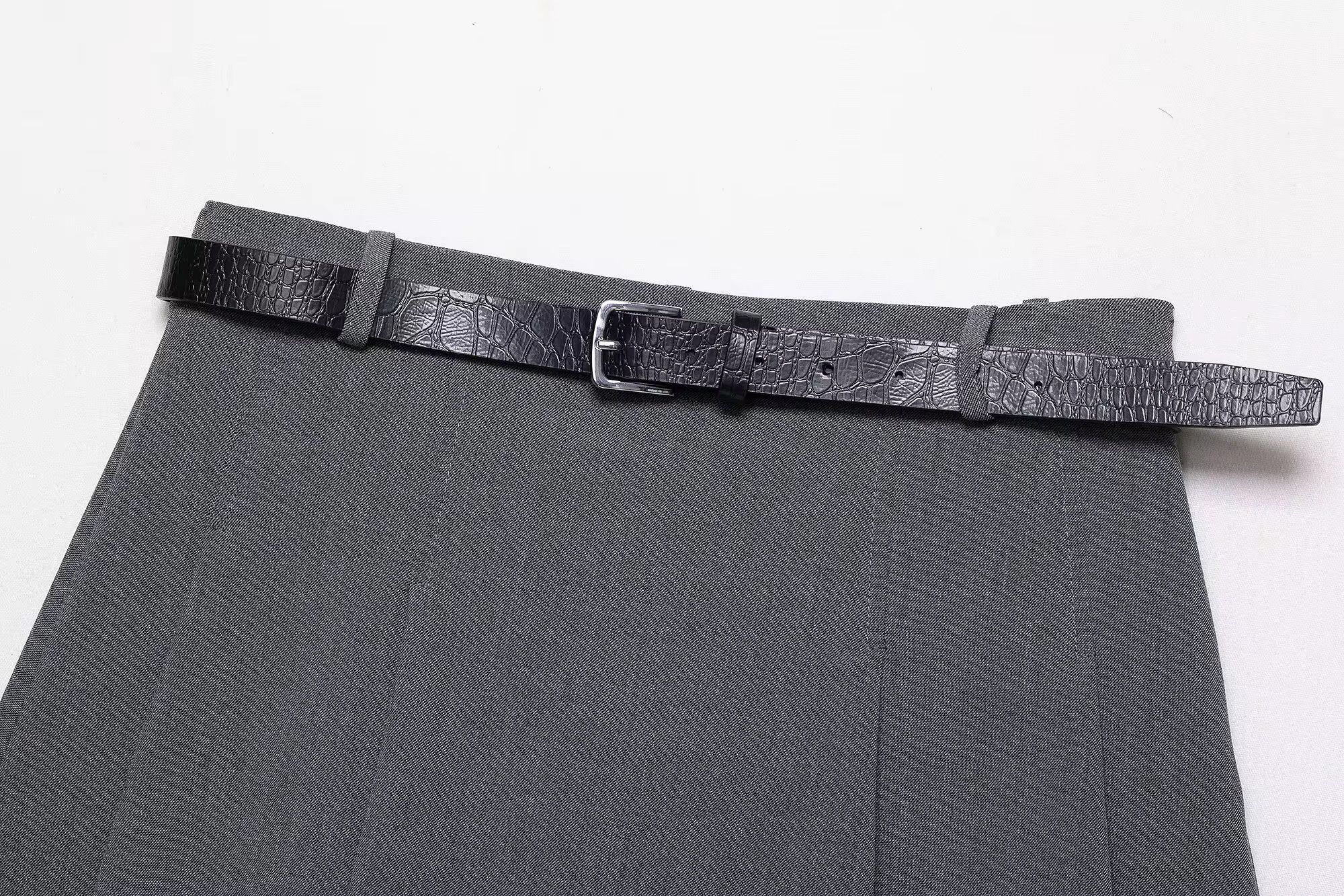 Classic Grey Belted Skirt