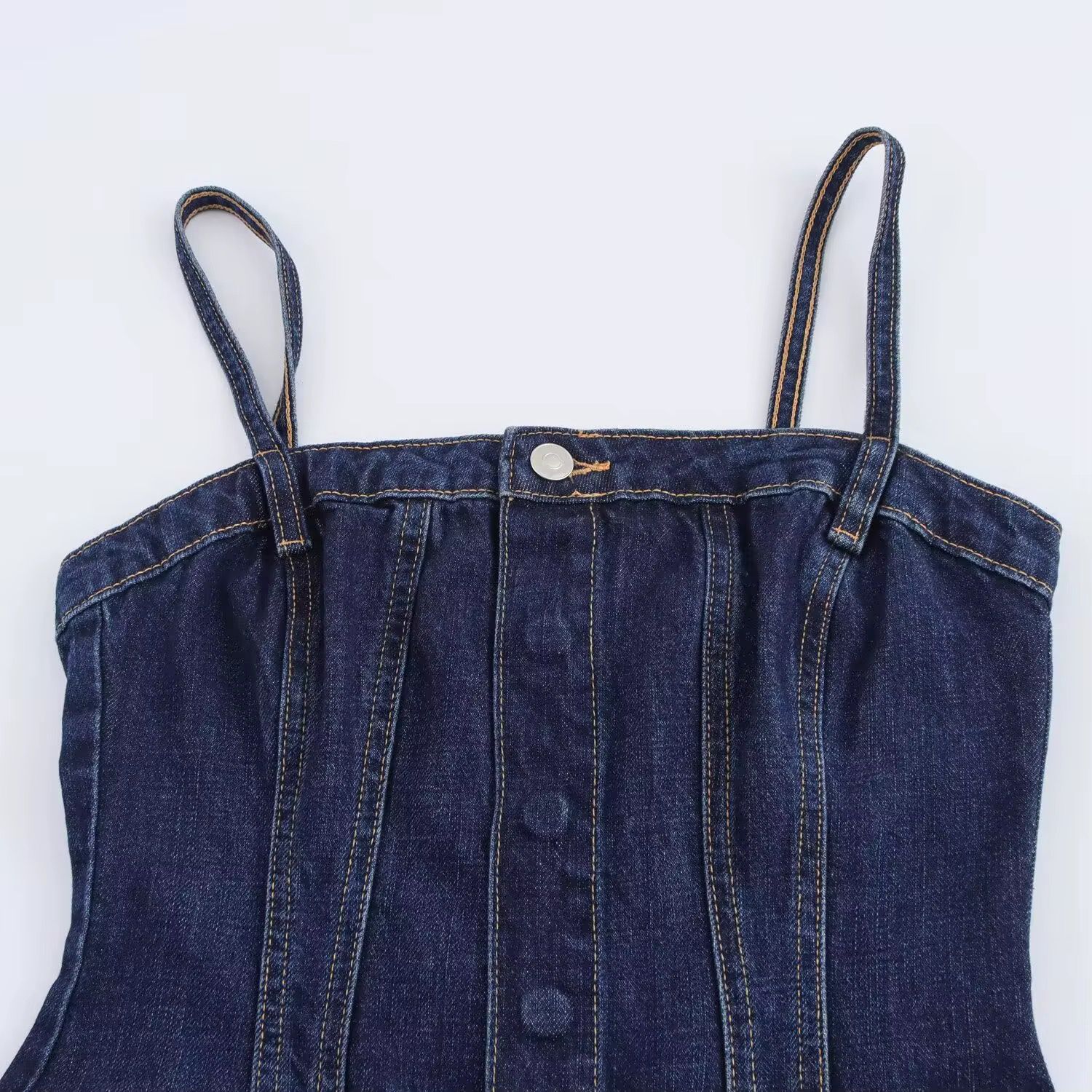 Cinched Waist Denim Jumpsuit