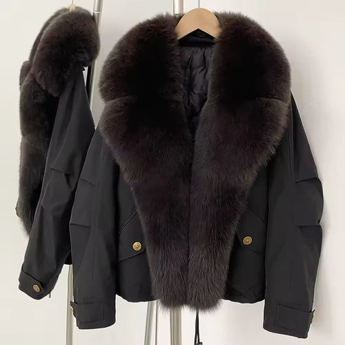 Real Huge Fox Fur Warm Jacket