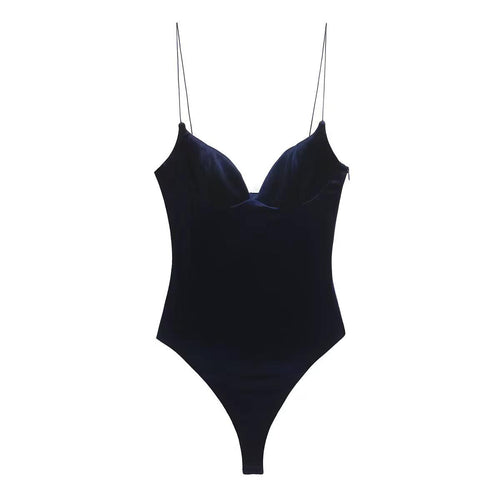Velvet Spaghetti Strap Bodysuit