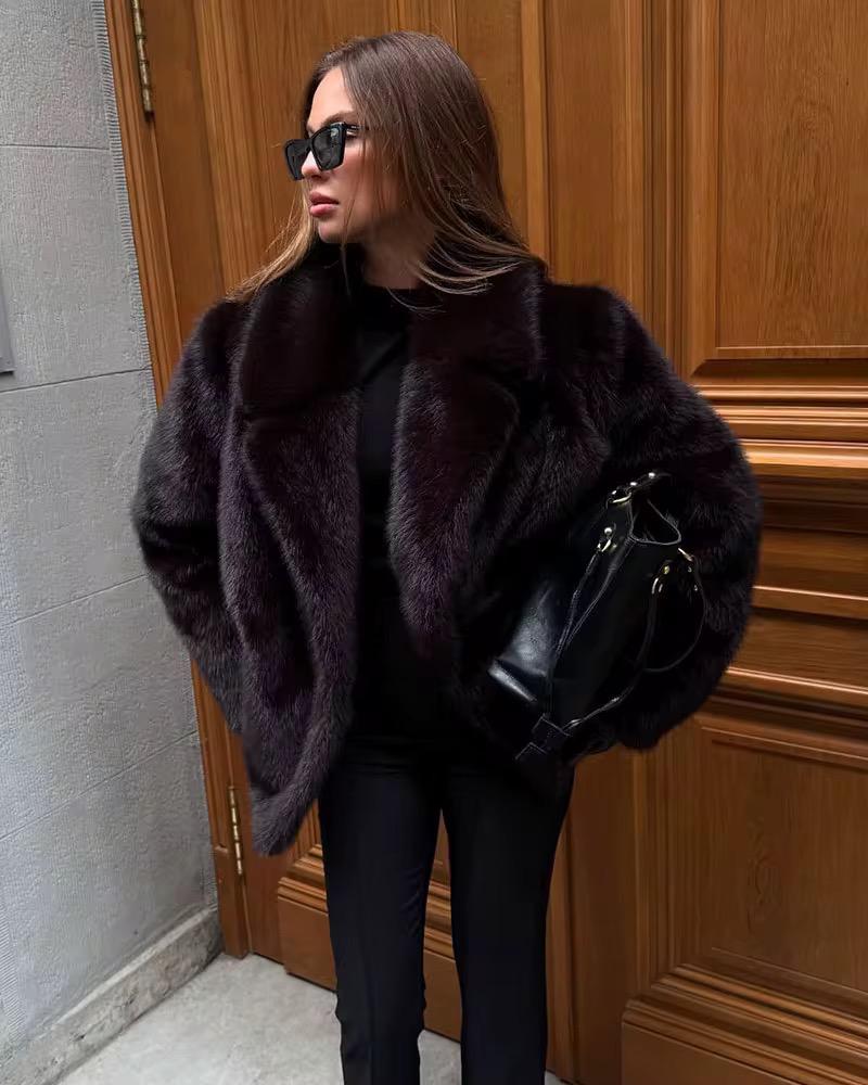Deep Mocha Glam Fur Coat
