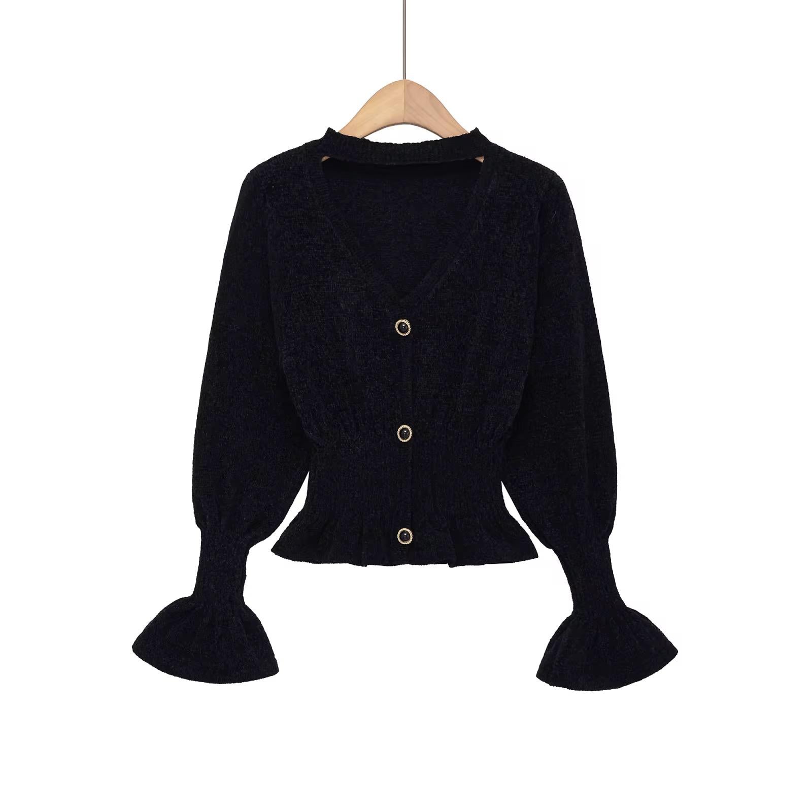 Cuff Fitted Knit Blouse