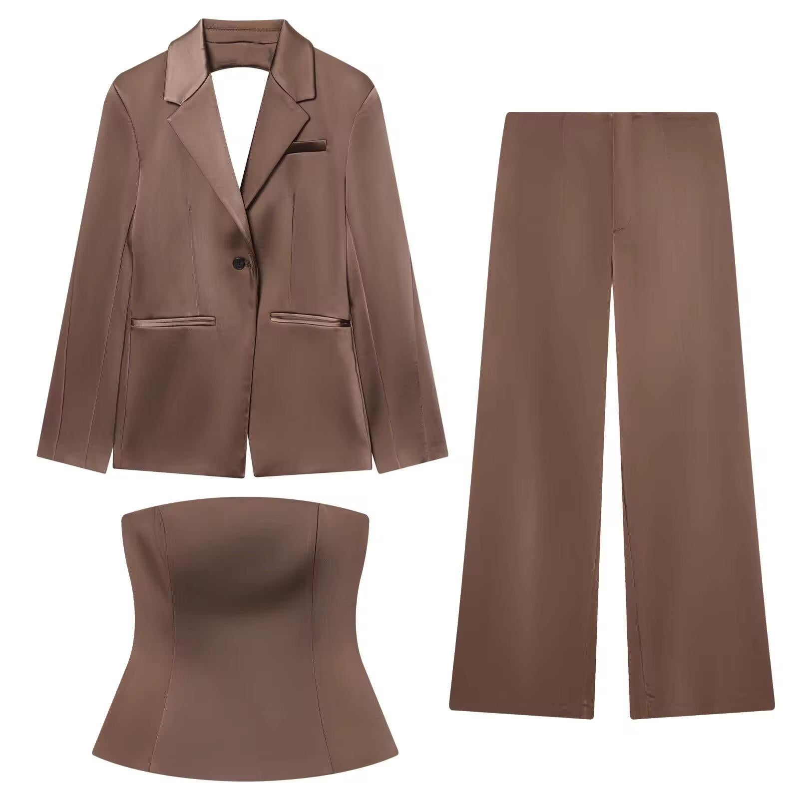 Brown Luxe Blazer Set