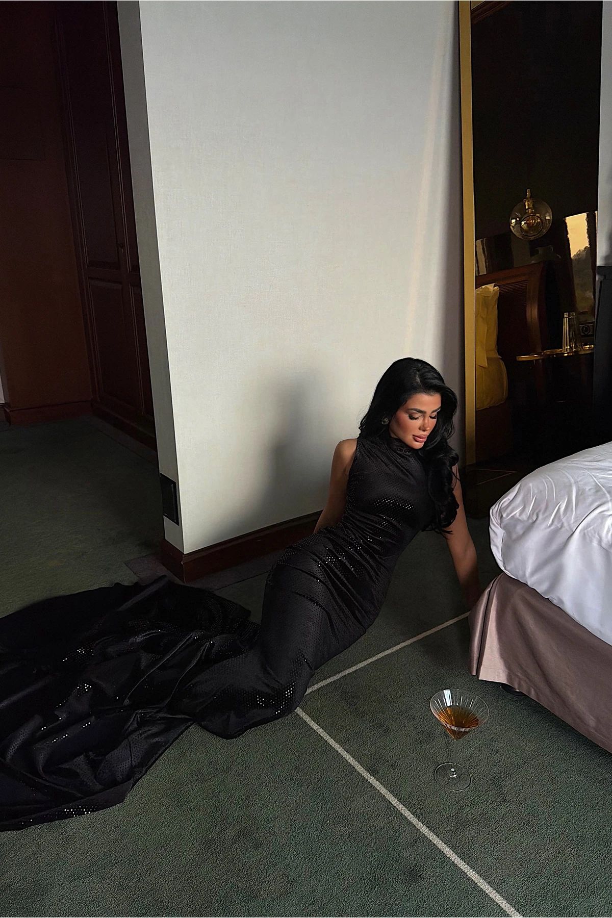 Black Sequined Long Dress