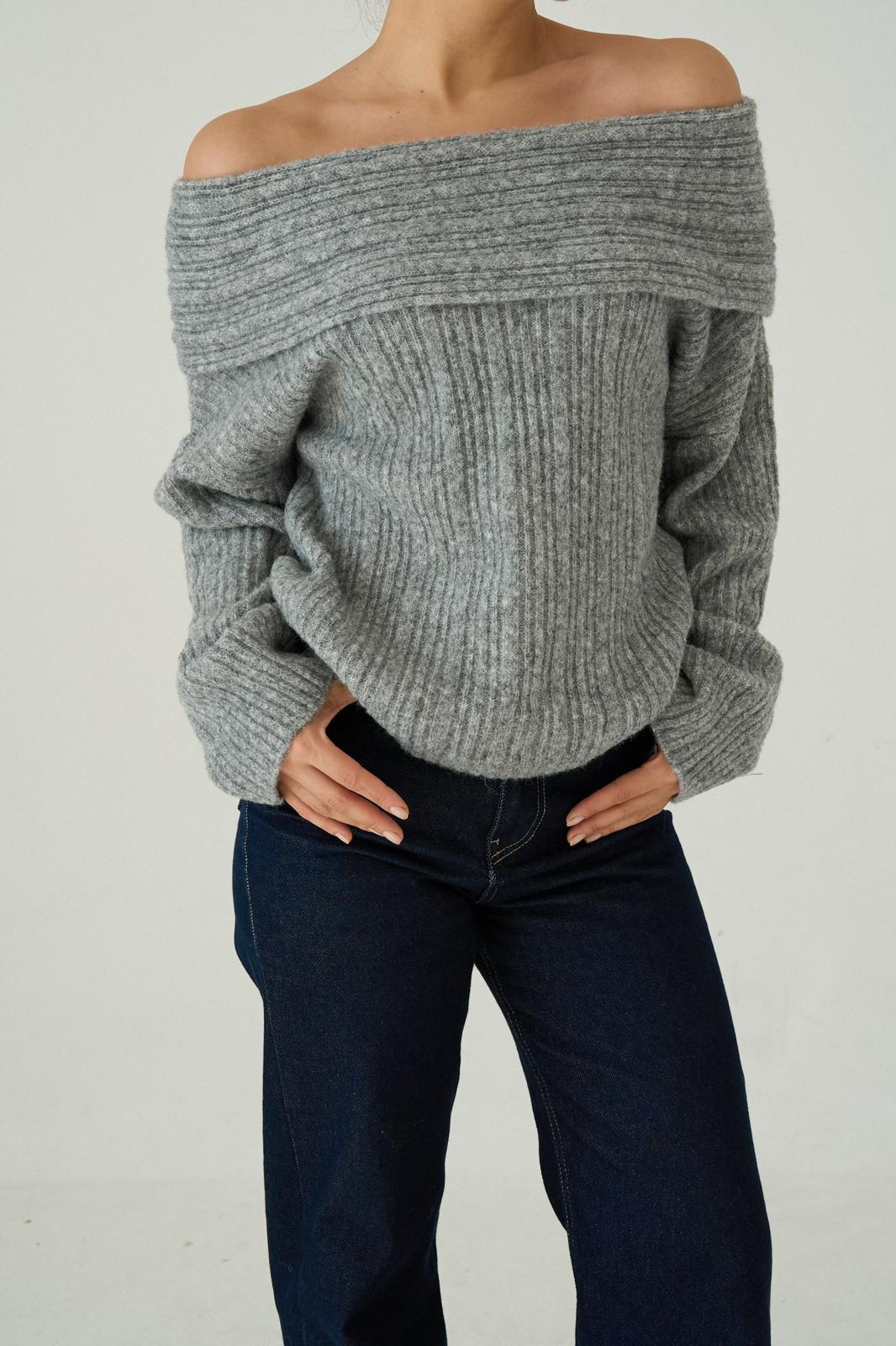 Ribbed Off-Shoulder Sweater