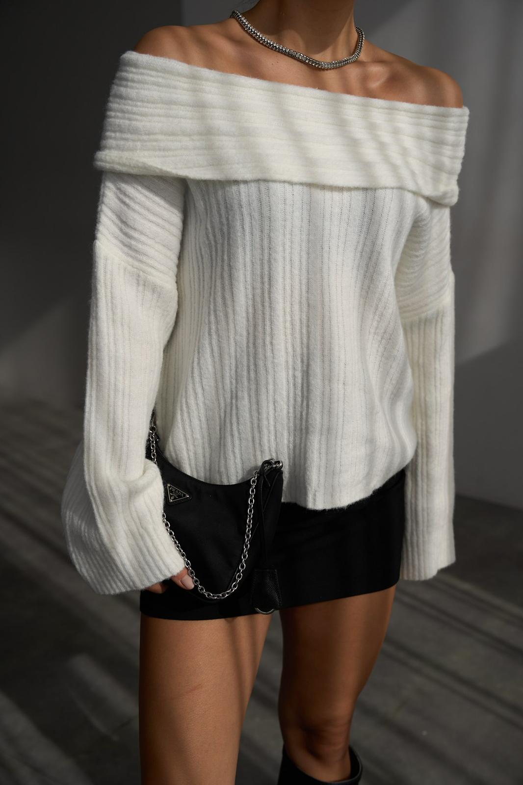 Ribbed Off-Shoulder Sweater