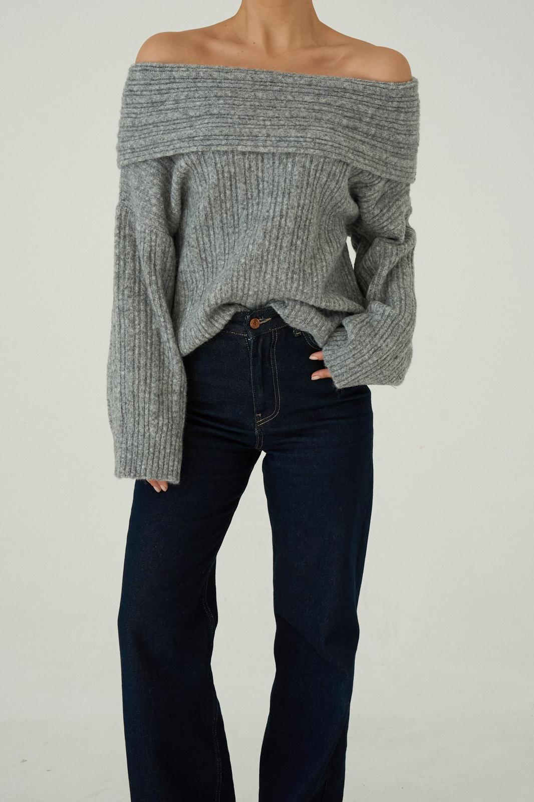 Ribbed Off-Shoulder Sweater