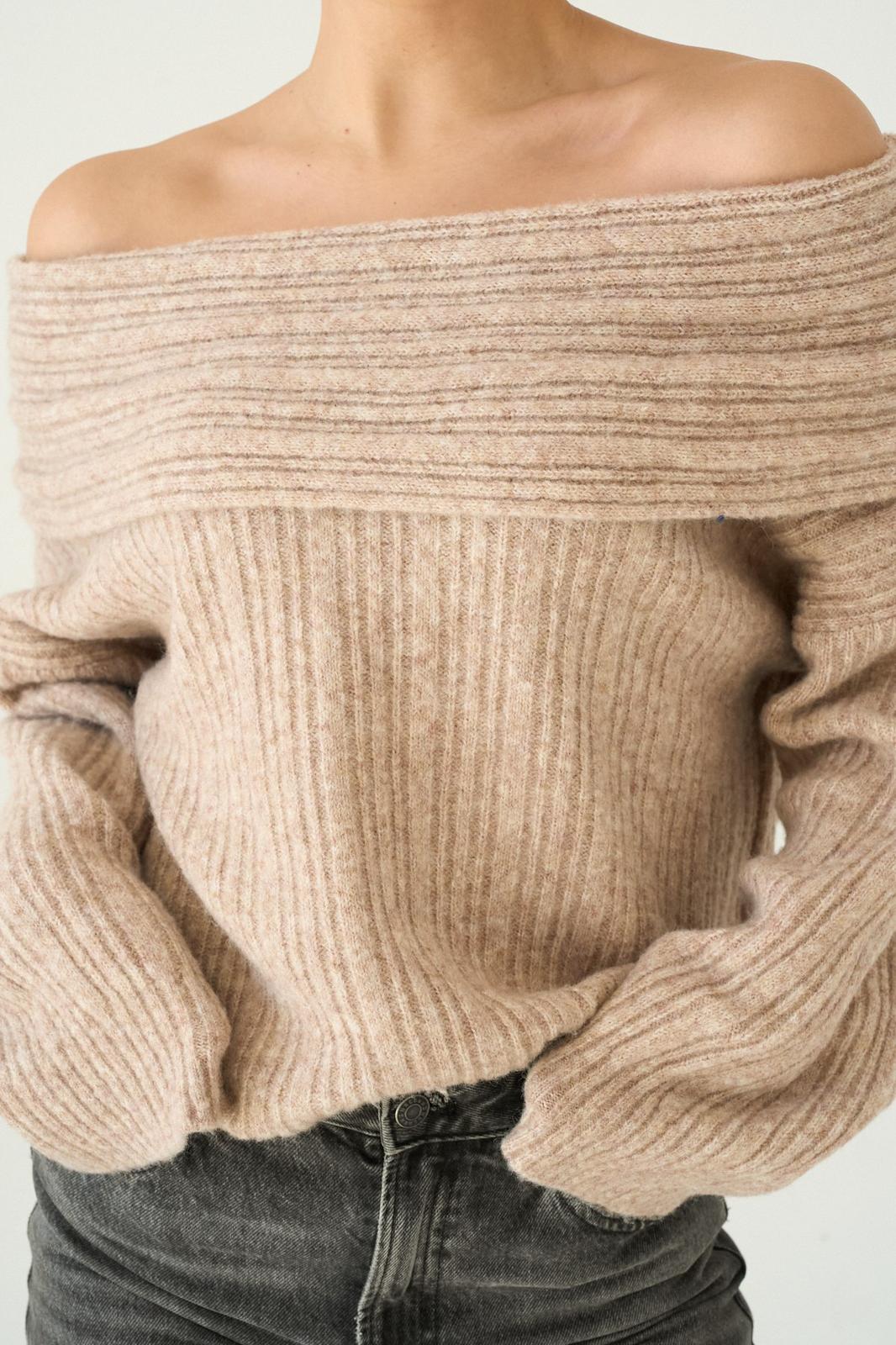 Ribbed Off-Shoulder Sweater