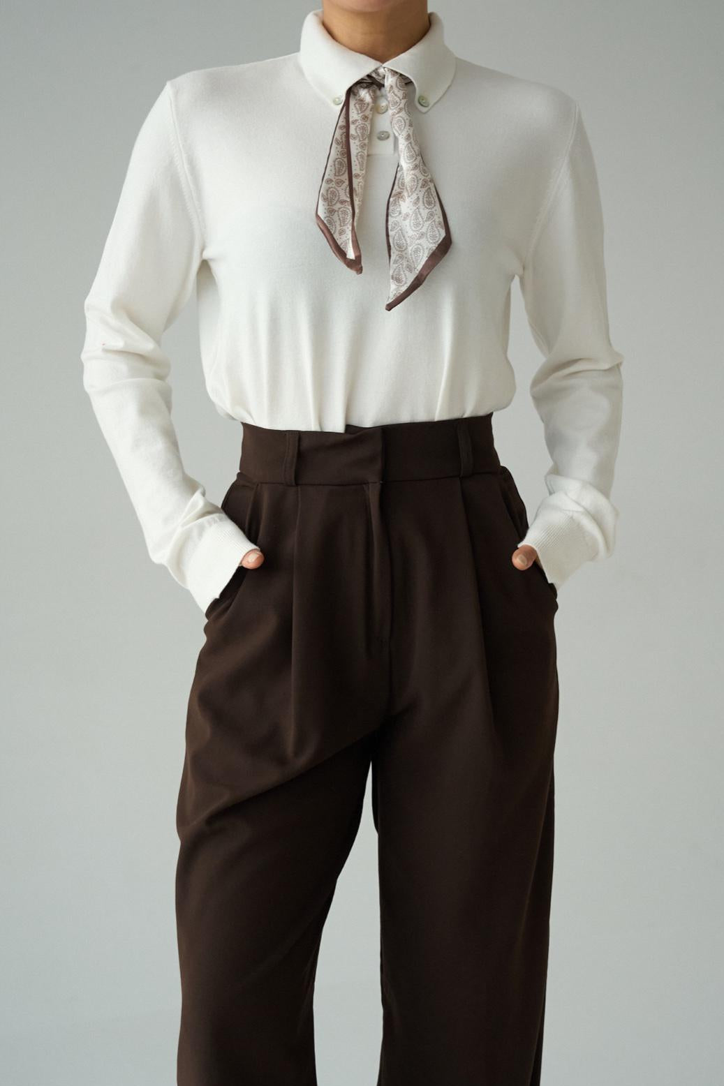 Button Scarf Blouse